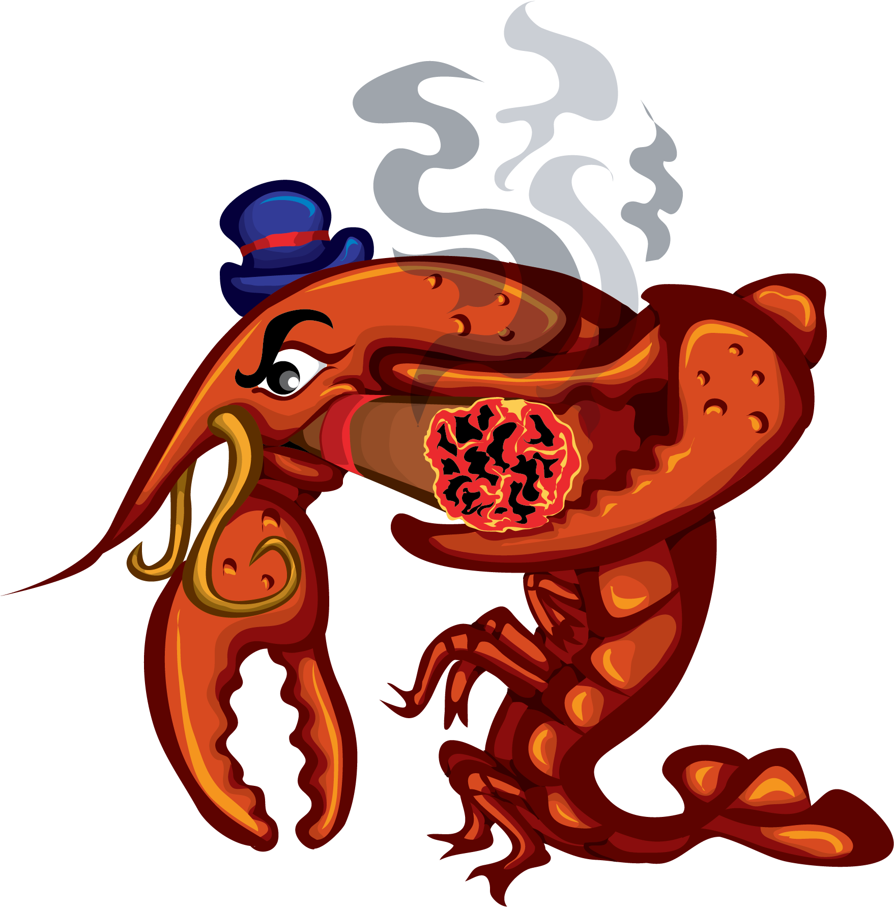 Smoking Crab Cartoon Illustration