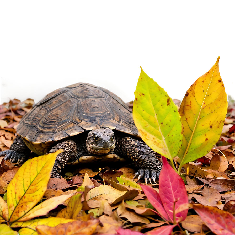 Snapping Turtle Camouflaged In Leaves Png 06252024