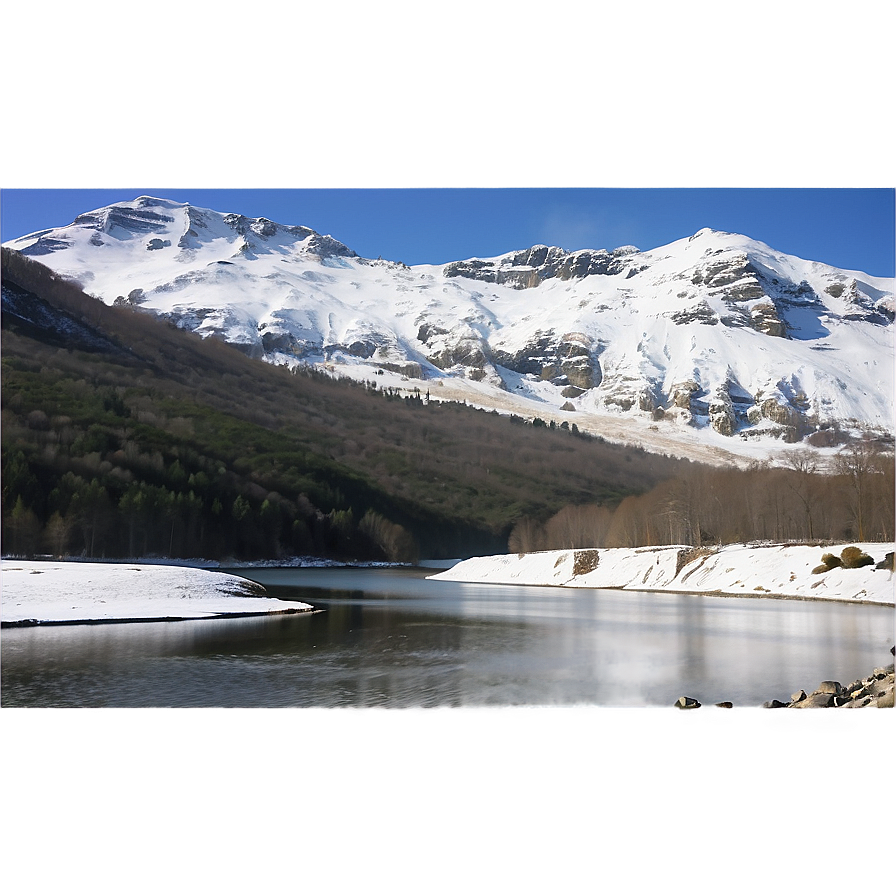 Snow-capped Mountains Behind Dam Png 06292024