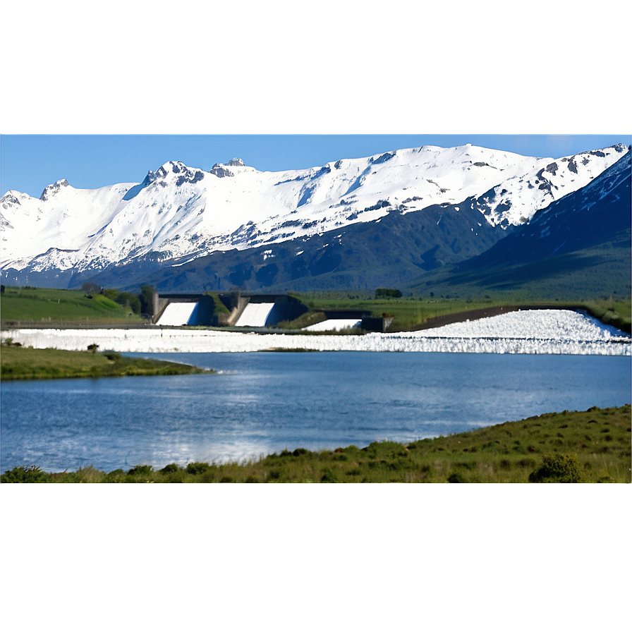 Snow-capped Mountains Behind Dam Png 06292024