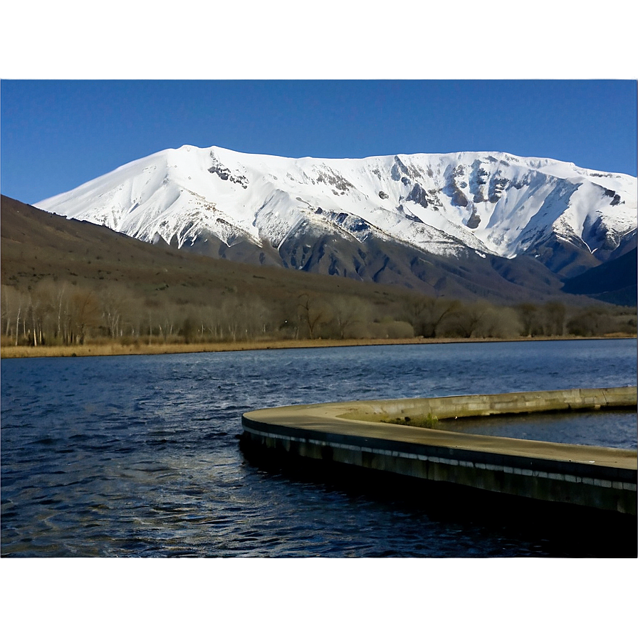 Snow-capped Mountains Behind Dam Png 56