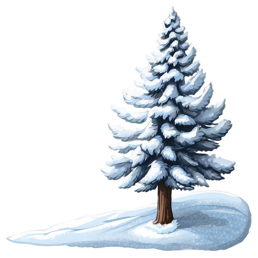 Snow-covered Tree Drawing Png Nww