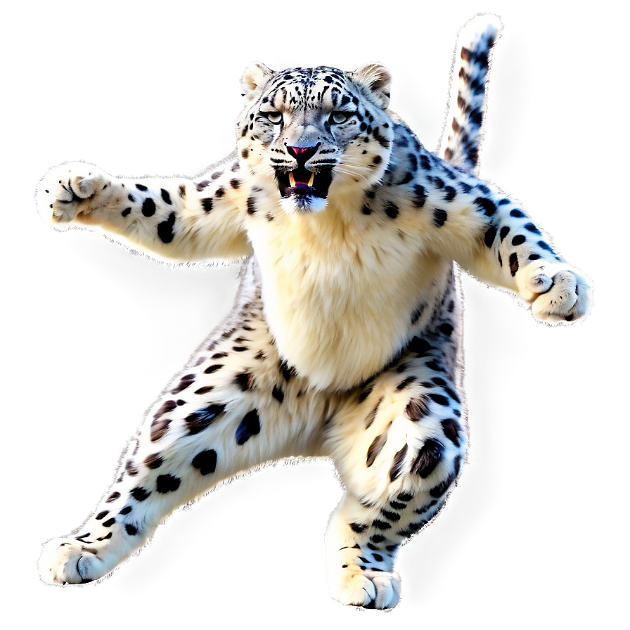 Snow Leopard In Action Sequence Png 10