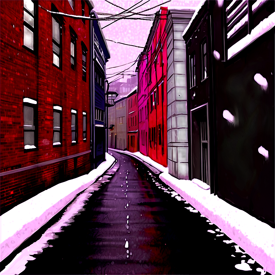 Snowfall In Alleyway Png Qvp