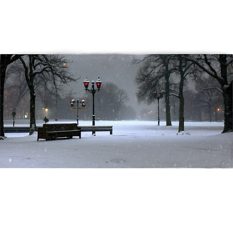 Snowfall In City Park Png Jan74