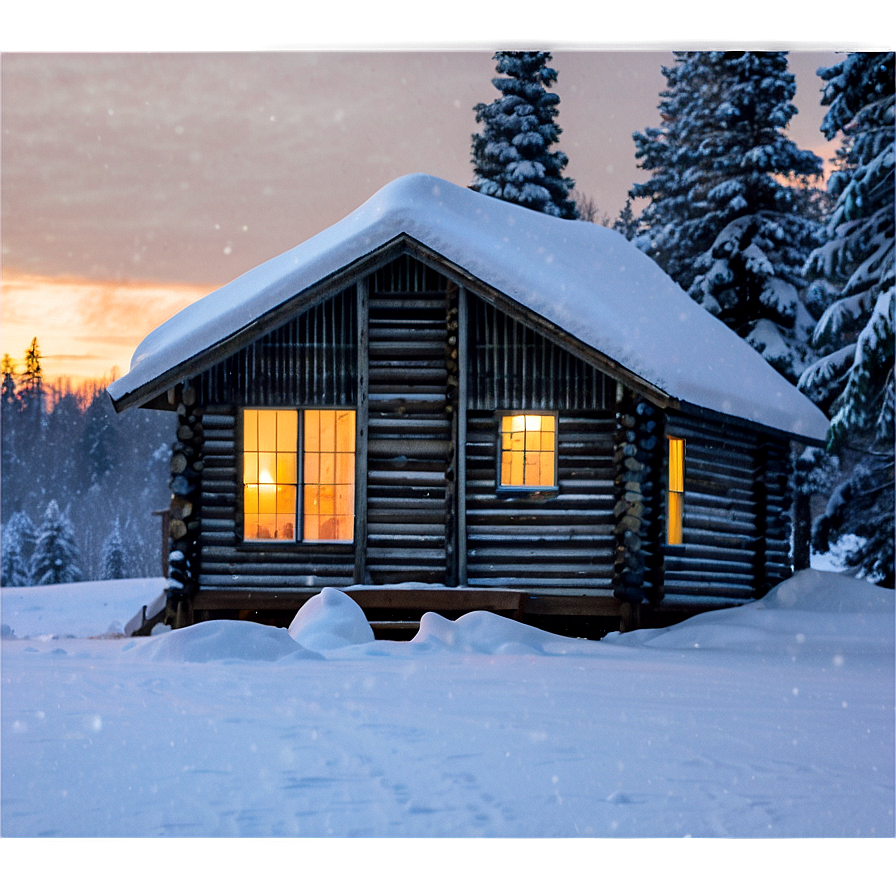 Snowfall On Cabin Png Hgg90