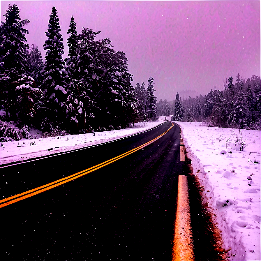 Snowfall On Deserted Road Png 9