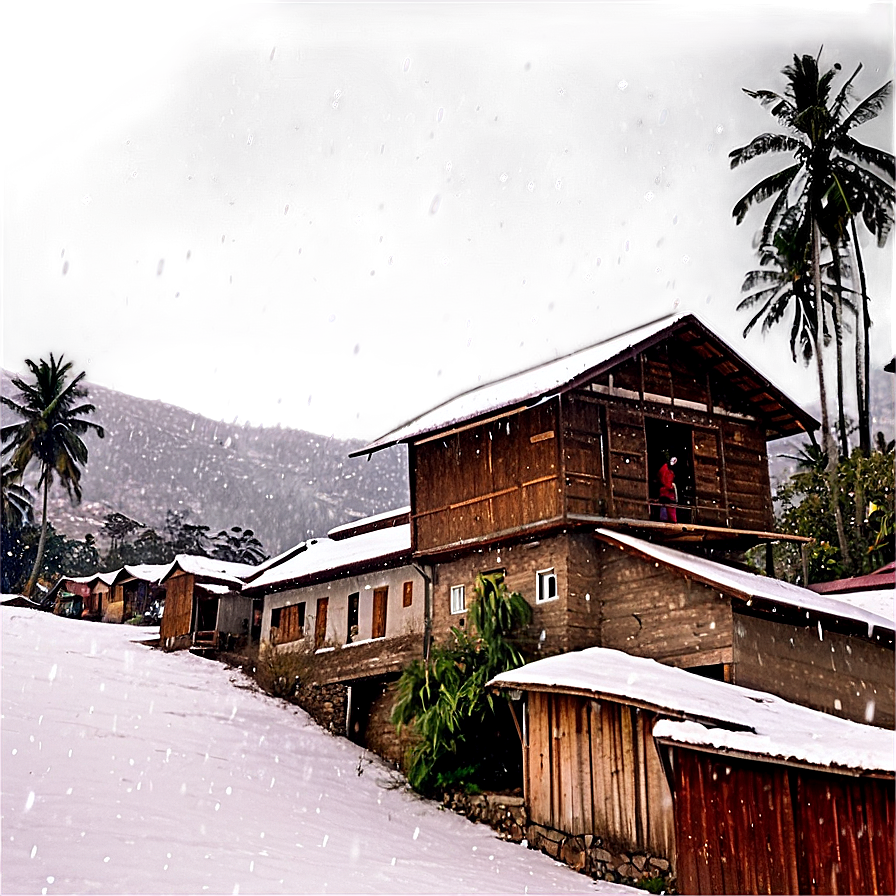 Snowfall On Mountainside Village Png Rrq45