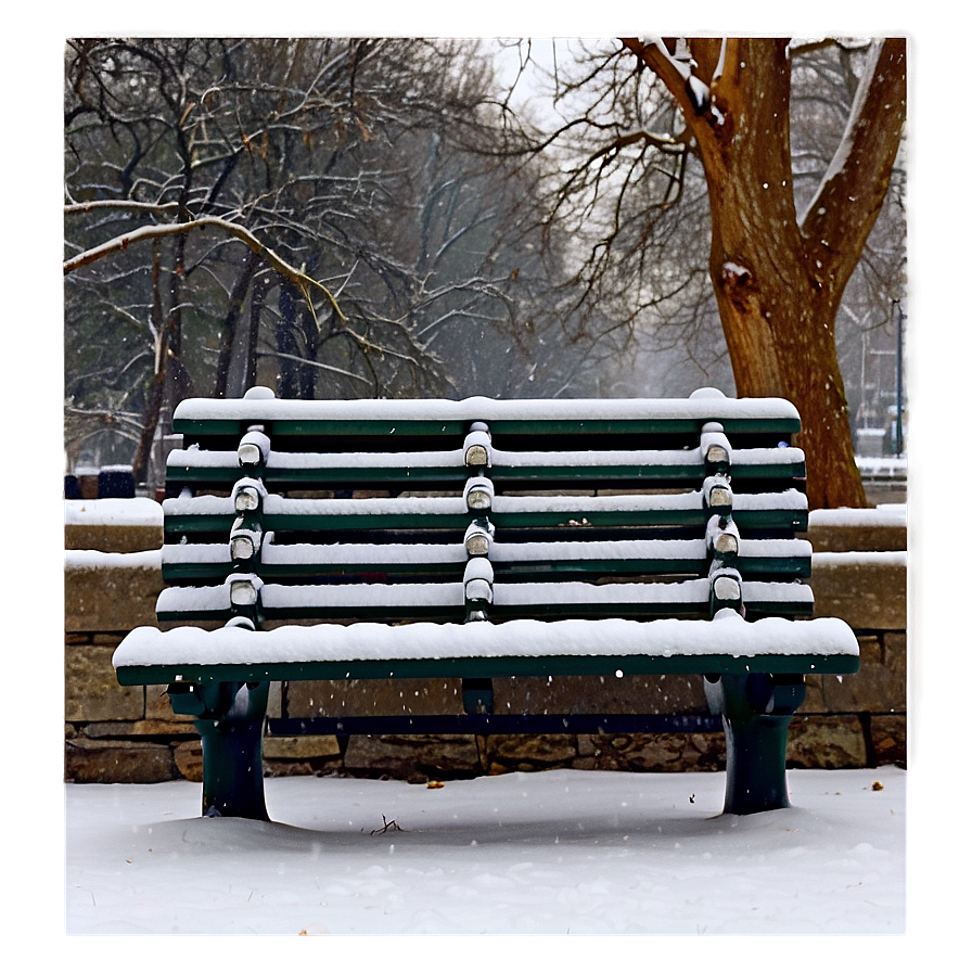 Snowfall On Park Bench Png 06122024