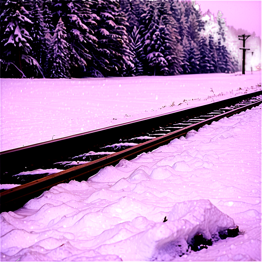 Snowfall On Railway Tracks Png Odt61