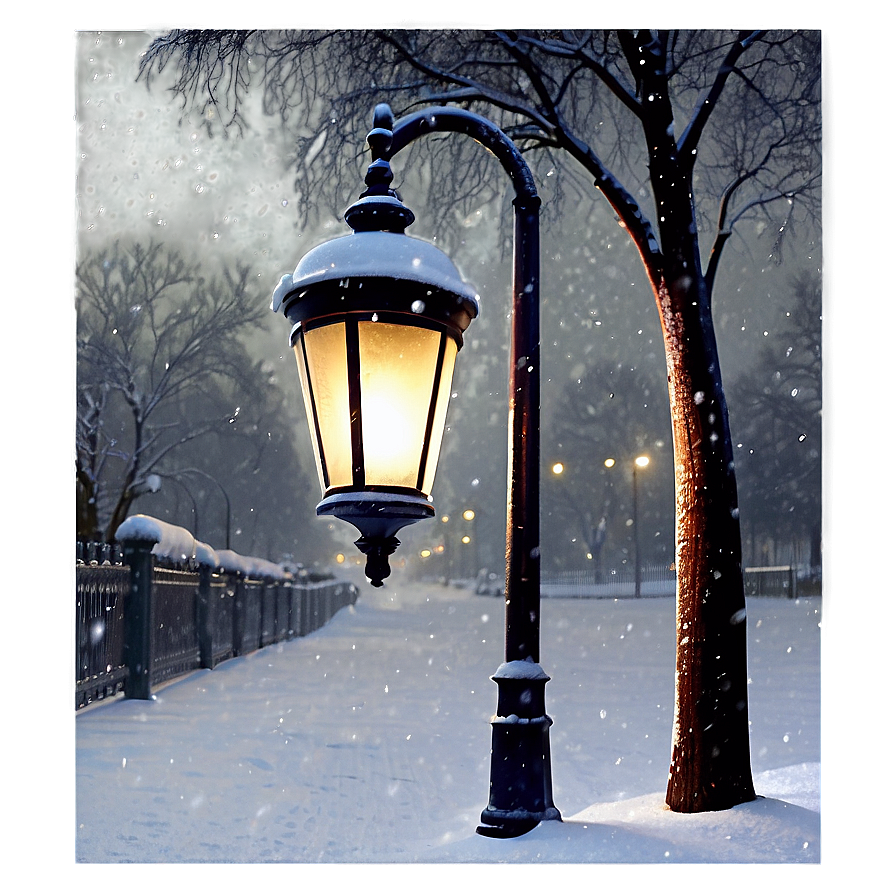 Snowfall On Street Lamp Png 06122024