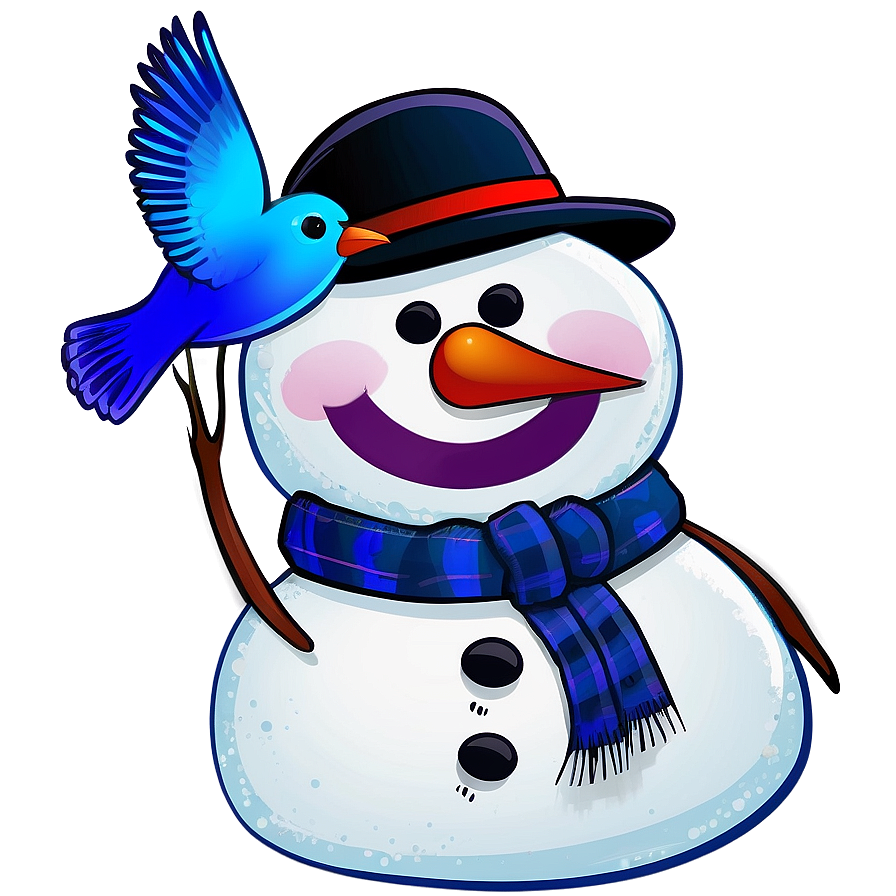 Snowman And Bird Friends Png Wme39