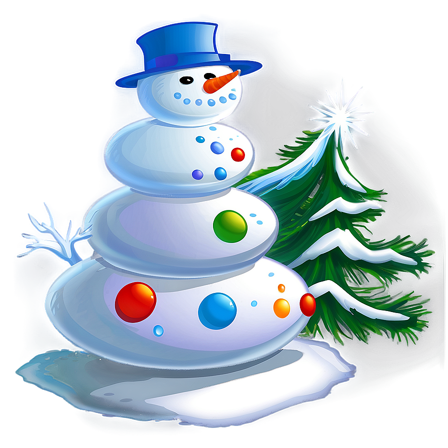 Snowman And Christmas Tree Png 18