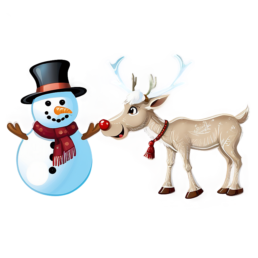 Snowman And Reindeer Friends Png 05032024