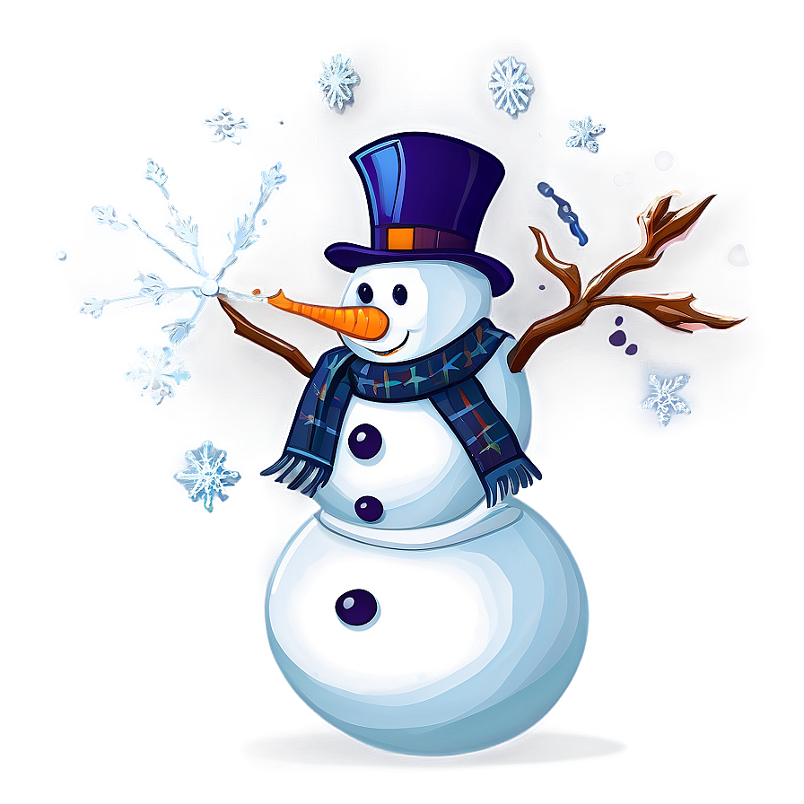 Snowman And Snowflakes Png Cei85