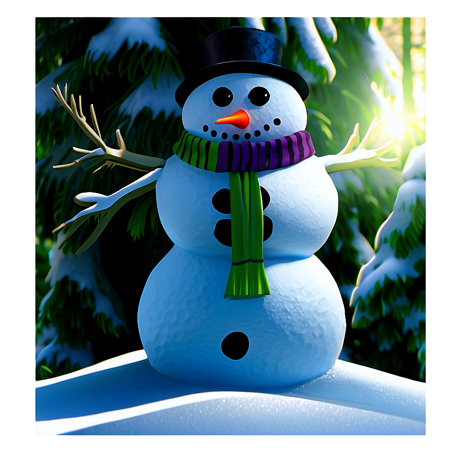 Snowman In Forest Setting Png Ins