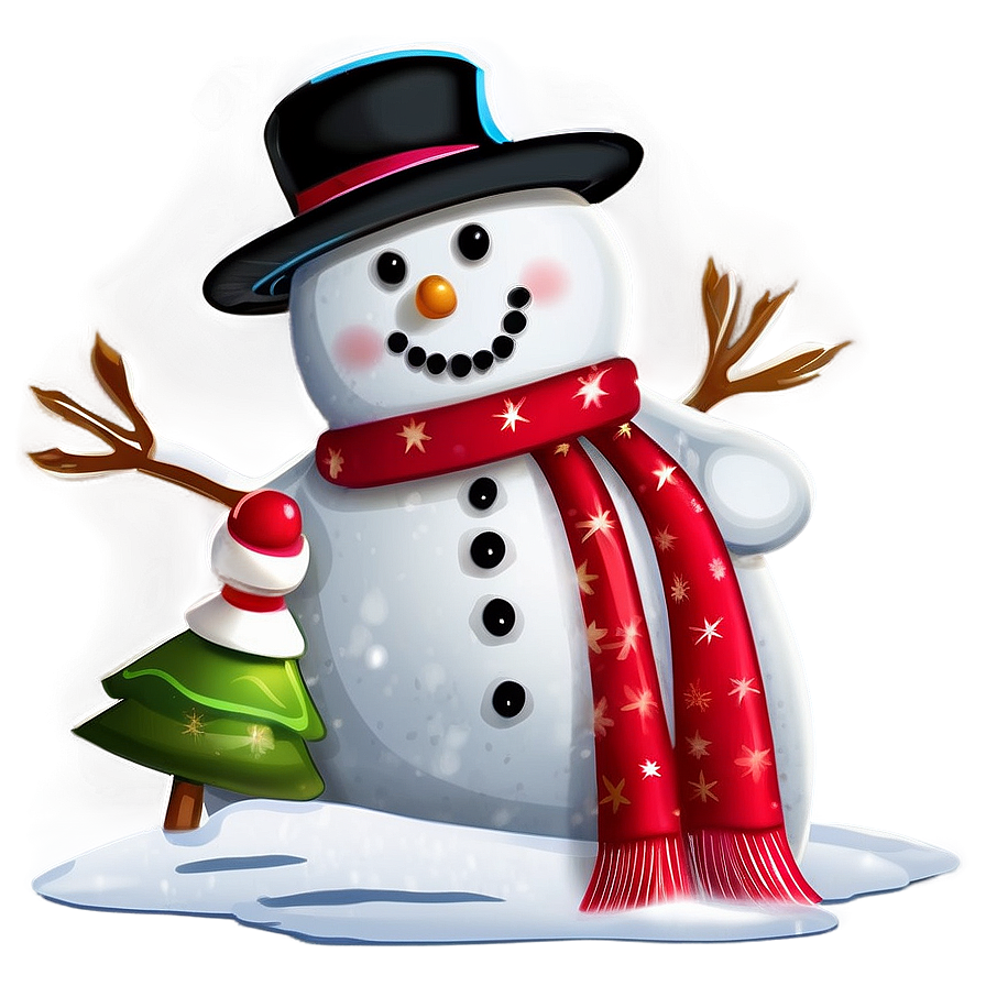 Snowman Merry Christmas Greeting Png 1