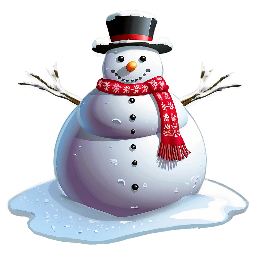 Snowman On Snowy Hill Png Loo14