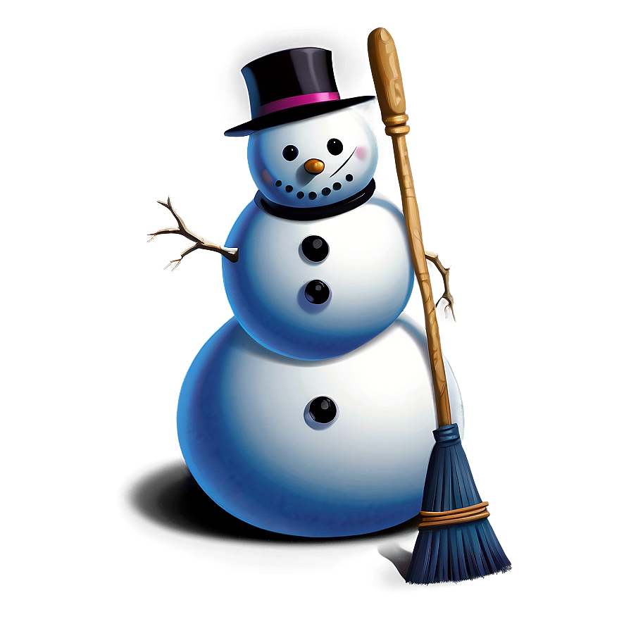Snowman With Broom Png 05032024