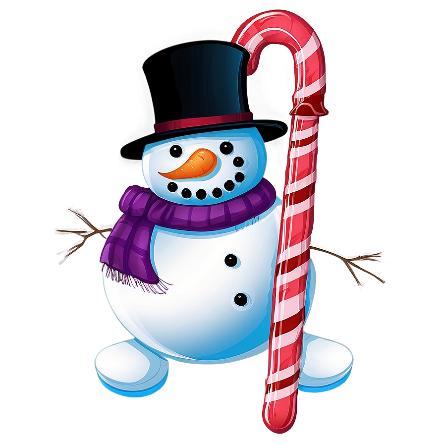Snowman With Candy Cane Png 94
