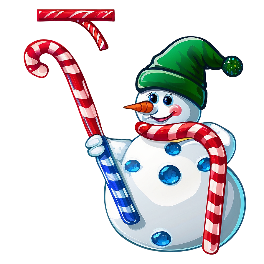 Snowman With Candy Cane Png 97