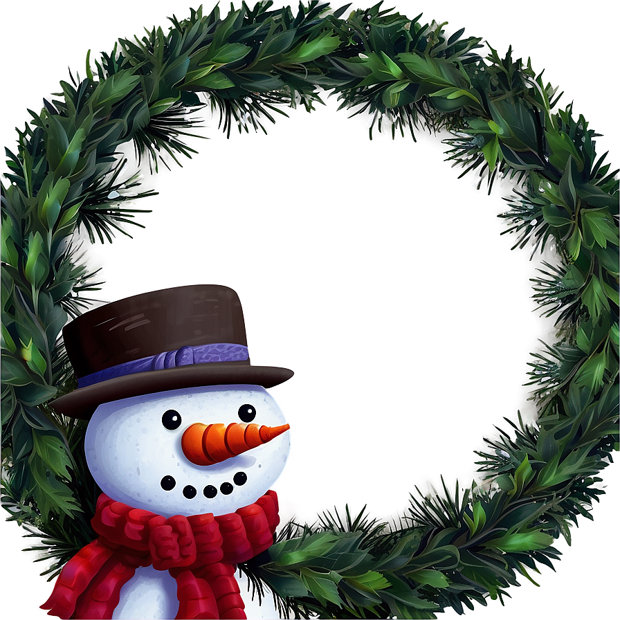 Snowman With Christmas Wreath Png Yvy