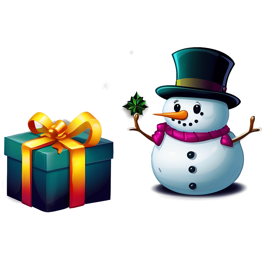 Snowman With Gift Boxes Png Wtb