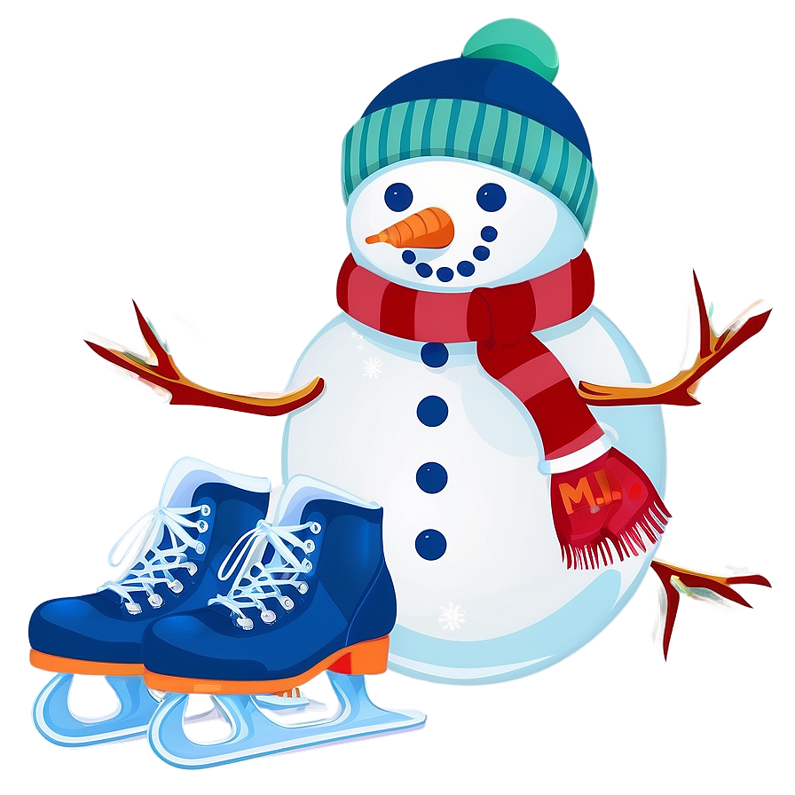 Snowman With Ice Skates Png 05032024