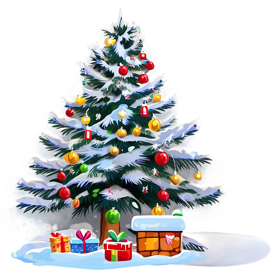 Snowy Arbol De Navidad Scene Png Gad52