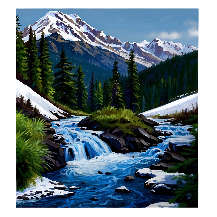 Snowy Cascade Mountains Png Qvw31