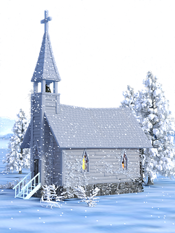 Snowy_ Christmas_ Church_ Night_ Scene