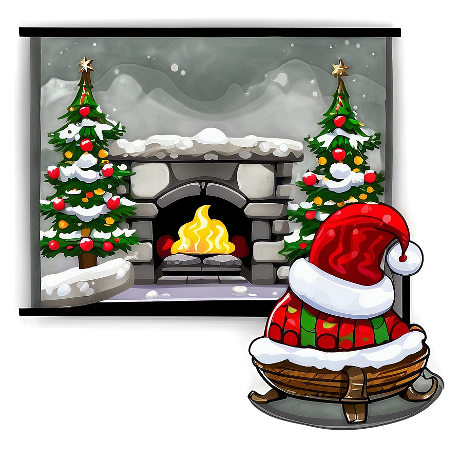 Snowy Christmas Fireplace Png Ecx64