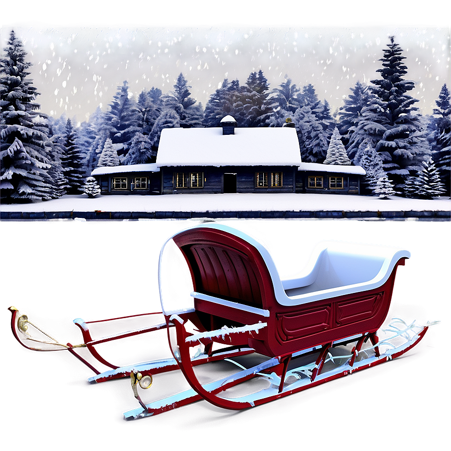 Snowy Christmas Sleigh Scene Png 26