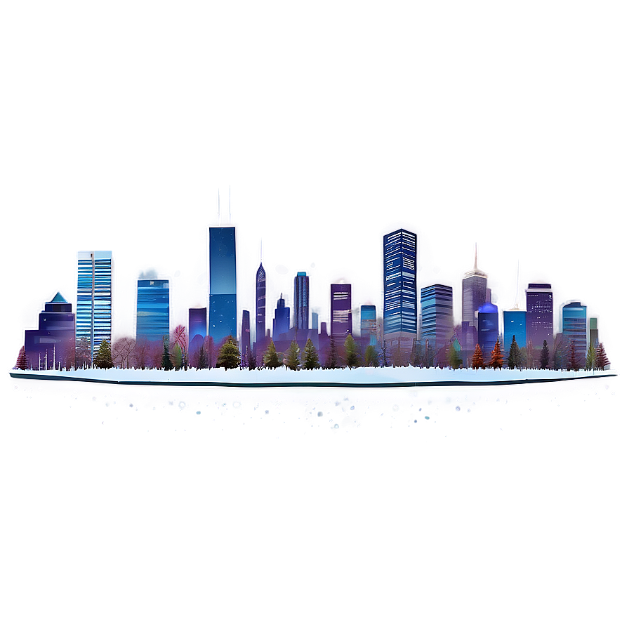 Snowy City Skyline Png Wpo