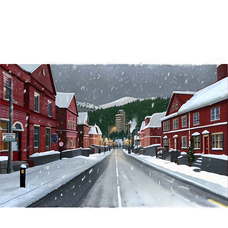 Snowy City Street Winter Png Ukg76