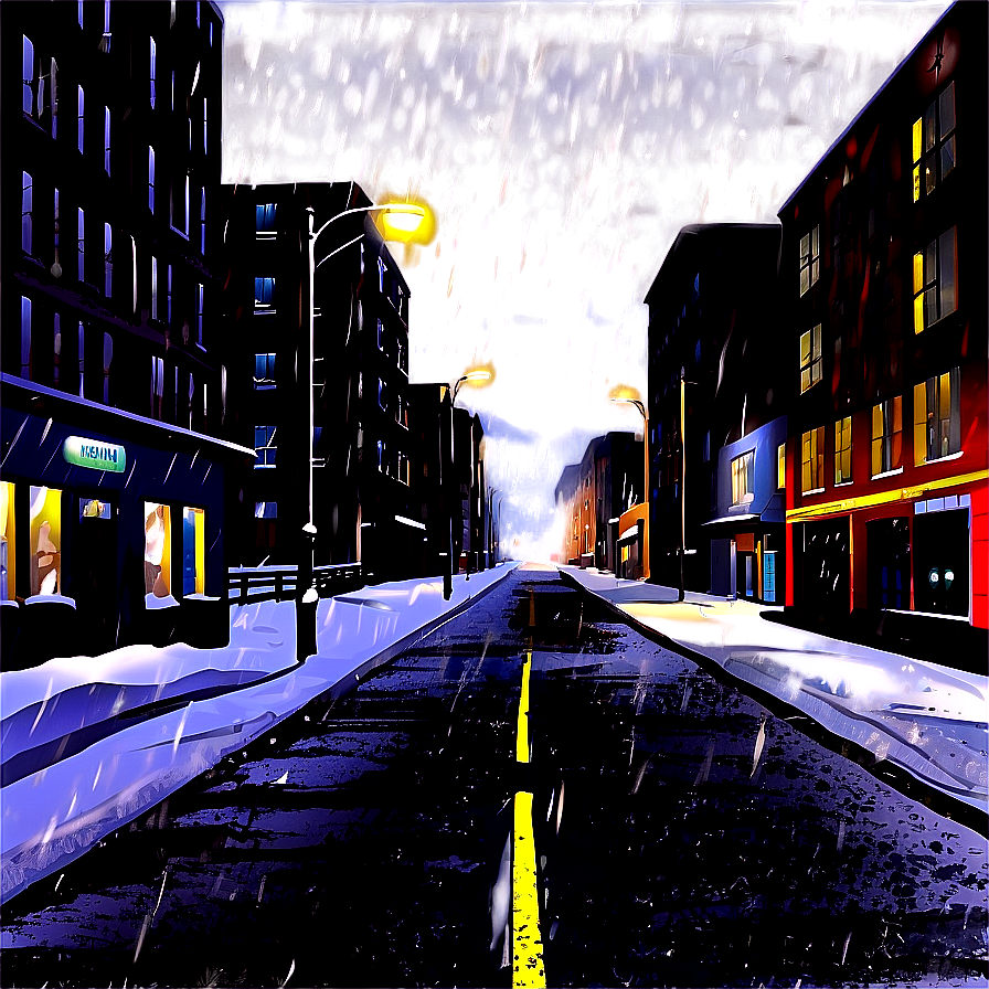 Snowy City Streets Night Png Pwl