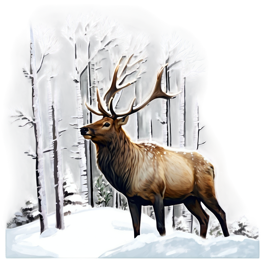 Snowy Elk Scene Png 28