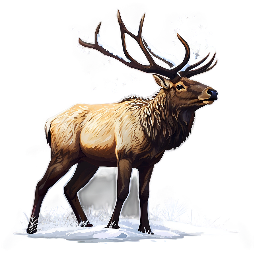 Snowy Elk Scene Png Rvo