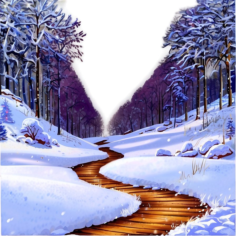 Snowy Footprints Path Png 6