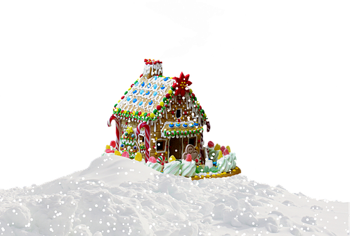 Snowy Gingerbread House Night Scene