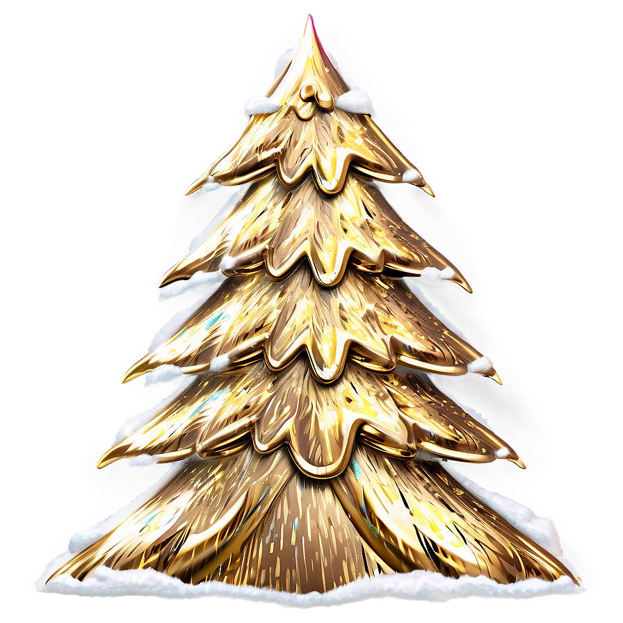 Snowy Gold Christmas Tree Magic Png 06282024