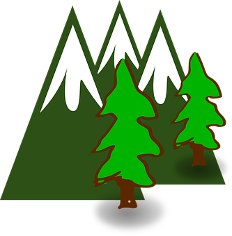 Snowy_ Mountain_ Peaks_with_ Pine_ Trees_ Vector