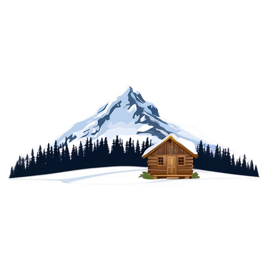 Snowy Mountain With Cabin Png 76