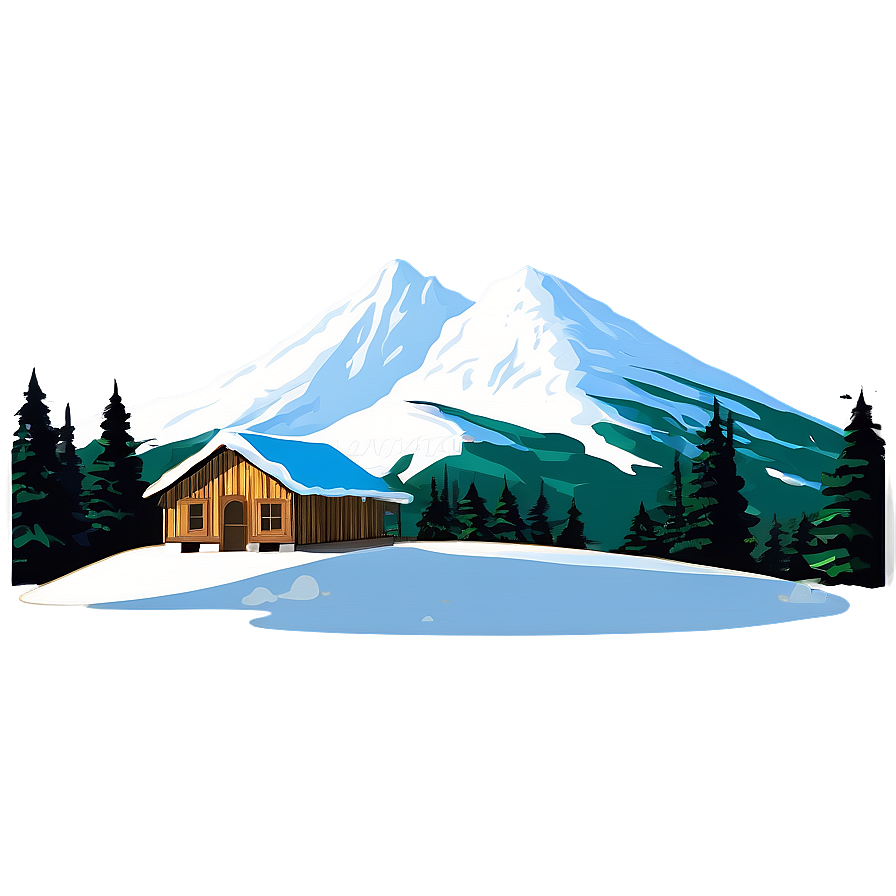 Snowy Mountain With Cabin Png Tey