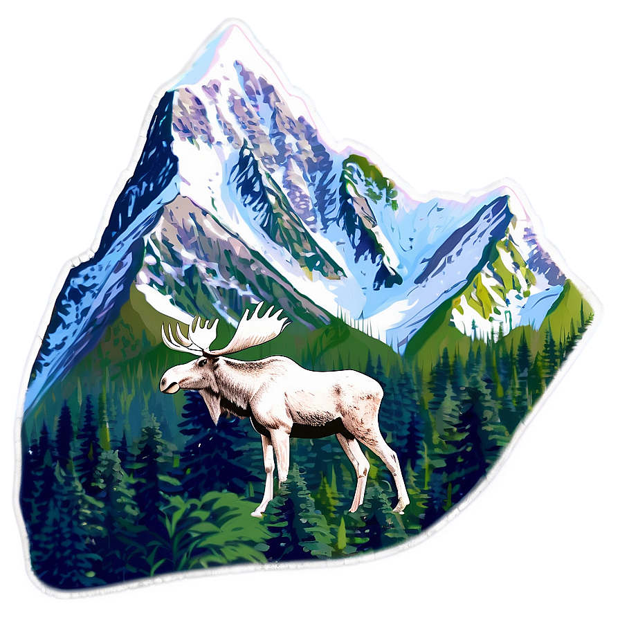 Snowy Mountain With Moose Png Gym40