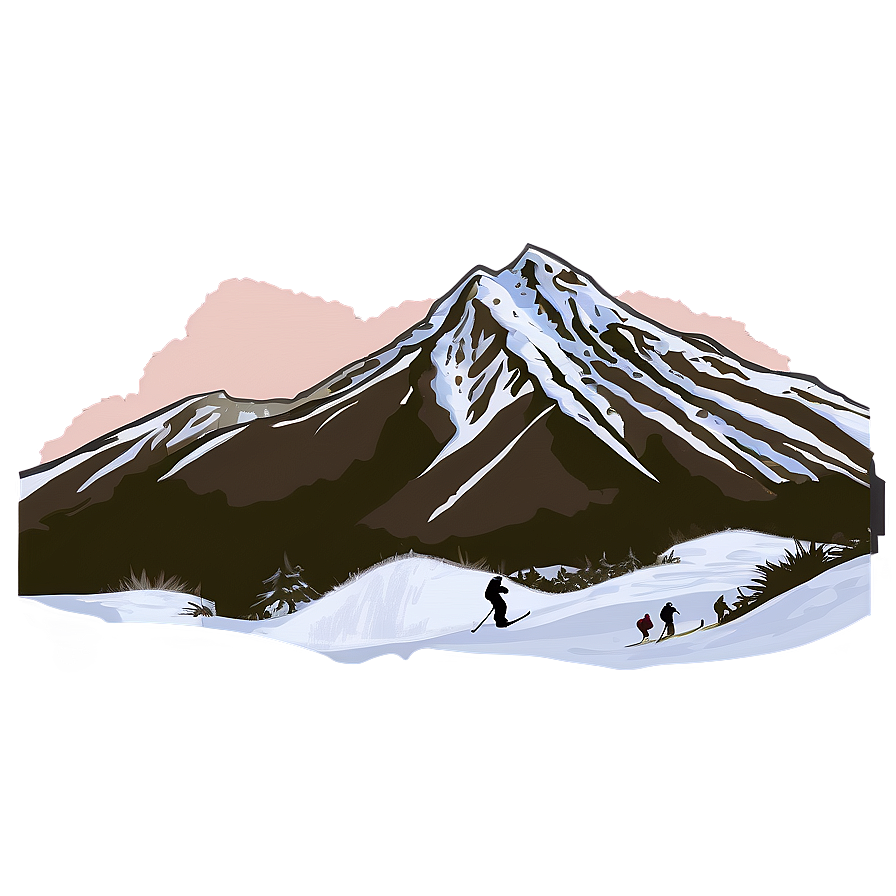 Snowy Mountain With Ski Slopes Png Ock24