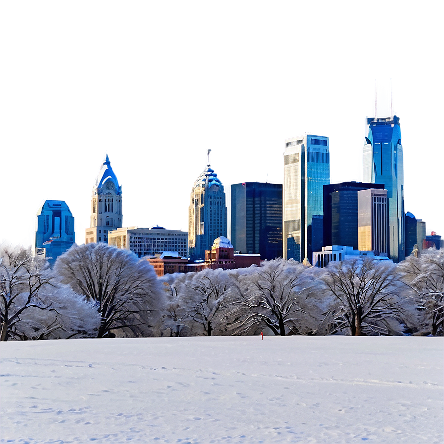 Snowy Philadelphia Skyline Winter Scene Png 3