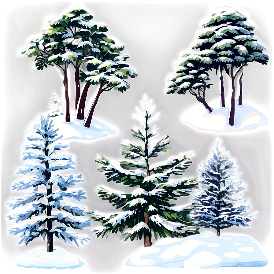 Snowy Pine Trees Forest Png Khe4