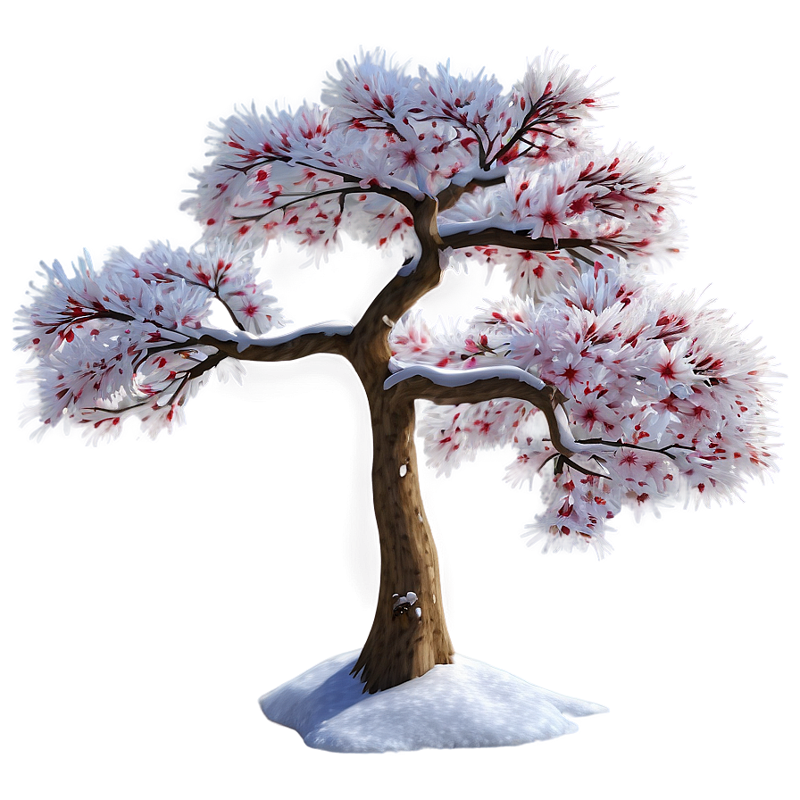 Snowy Sakura Tree In Winter Png 21