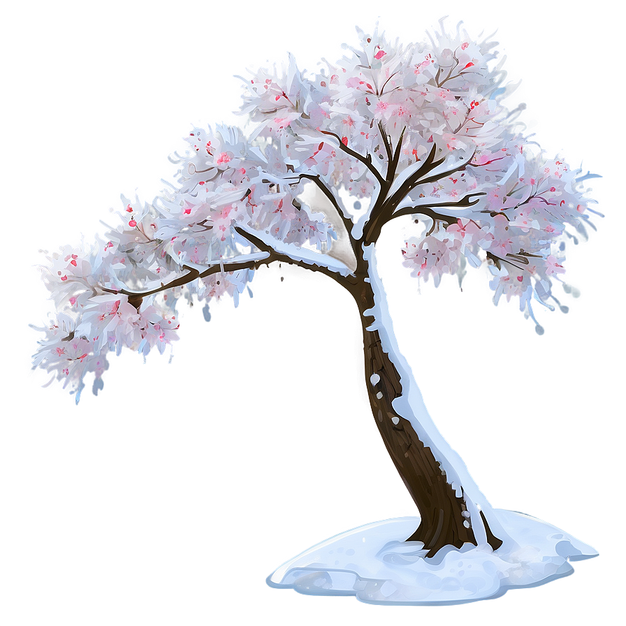 Snowy Sakura Tree In Winter Png Ppe55